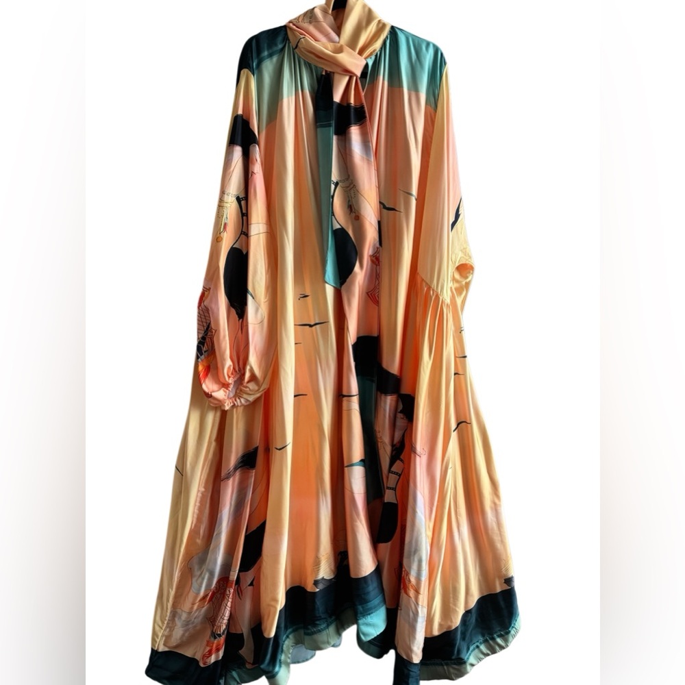 Designer-Style Eden Billow Printed Maxi Dress Gown - Picture 2 of 11